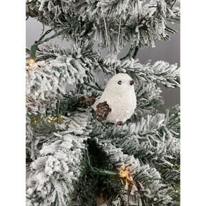 Christmas Ornament- Festive White Resin Woodsy Bird Christmas Ornament